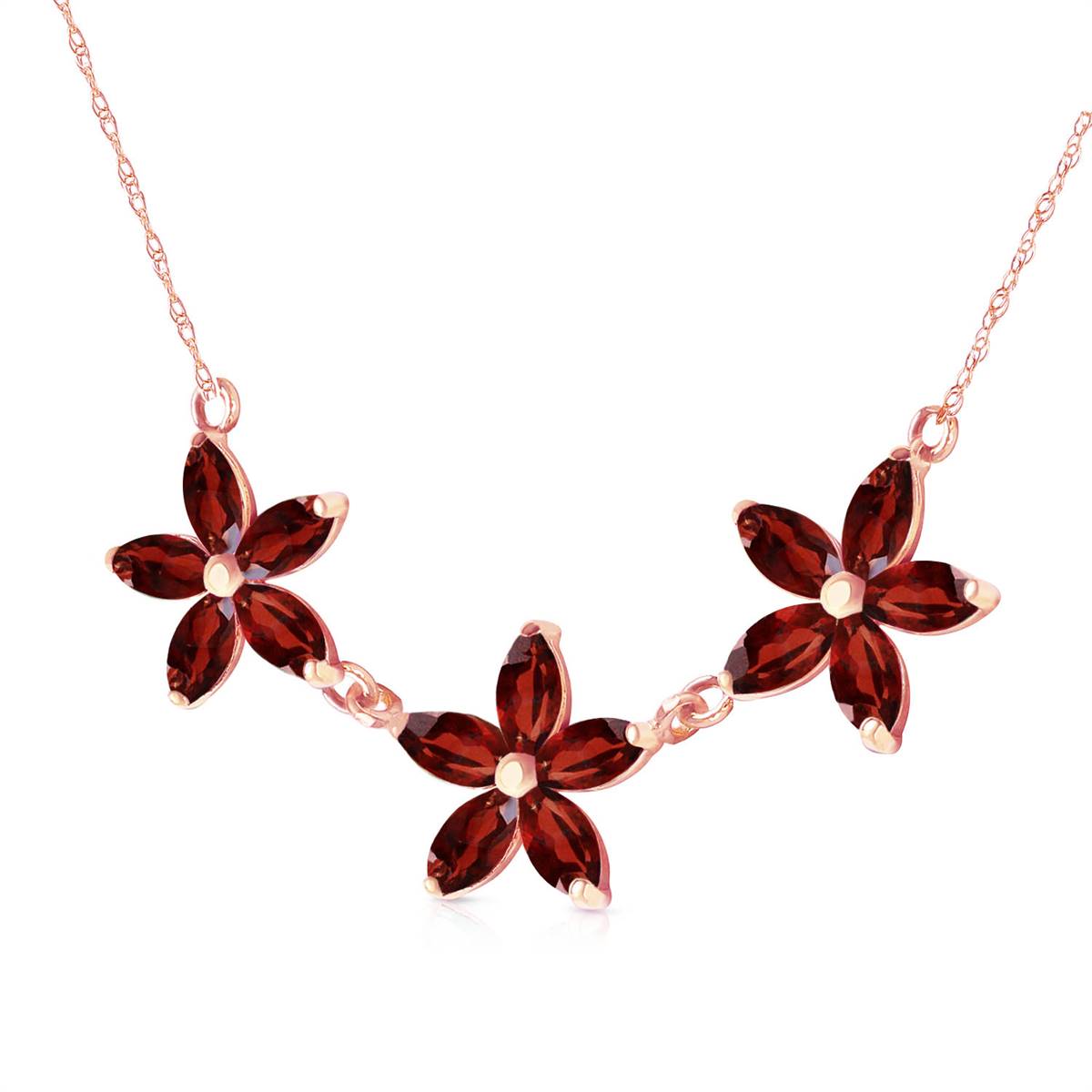 4.2 Carat 14K Solid Rose Gold Necklace Natural Garnet