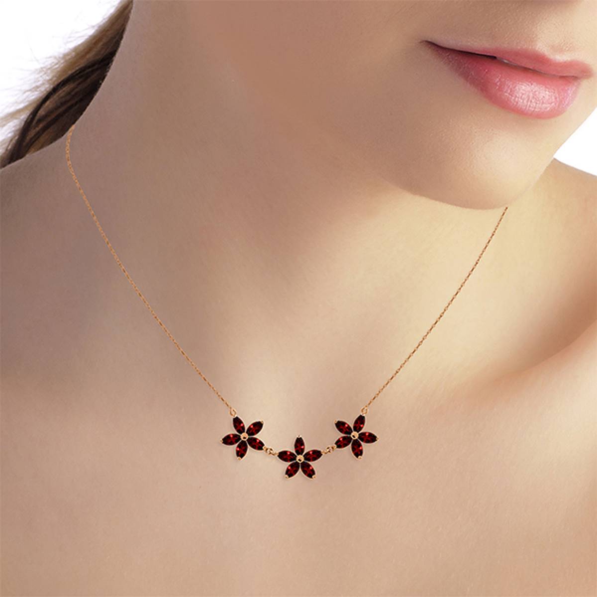 4.2 Carat 14K Solid Rose Gold Necklace Natural Garnet