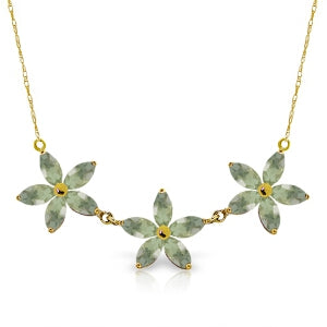 4.2 Carat 14K Solid Yellow Gold Necklace Natural Green Amethyst