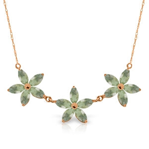 4.2 Carat 14K Solid Rose Gold Necklace Natural Green Amethyst