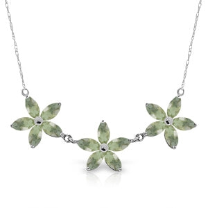 4.2 Carat 14K Solid White Gold Necklace Natural Green Amethyst