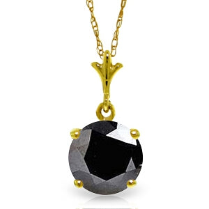 1 Carat 14K Solid Yellow Gold Necklace 1.0 Carat Black Diamond