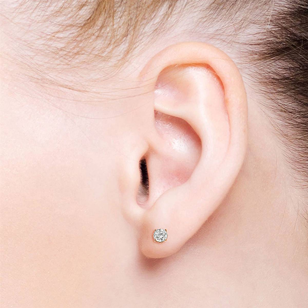 0.6 Carat 14K Solid Rose Gold Stud Earrings 0.60 Carat H-i, Si-2 Diamond
