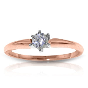 14K Solid Rose Gold Solitaire Ring w/ 0.20 Carat H-i, Si-2 Natural Diamond
