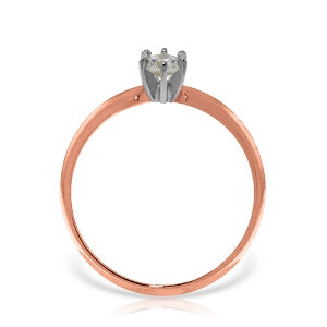 14K Solid Rose Gold Solitaire Ring w/ 0.20 Carat H-i, Si-2 Natural Diamond
