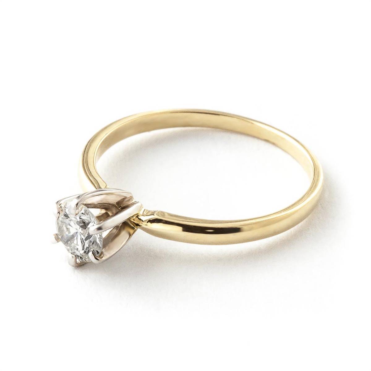 14K Solid Yellow Gold Solitaire Ring w/ 0.40 Carat H-i, Si-2 Natural Diamond