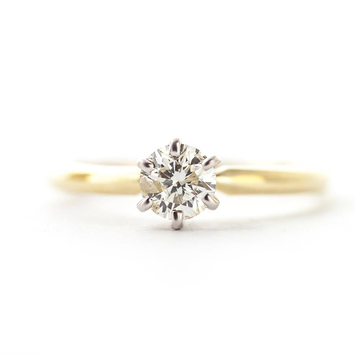 14K Solid Yellow Gold Solitaire Ring w/ 0.40 Carat H-i, Si-2 Natural Diamond