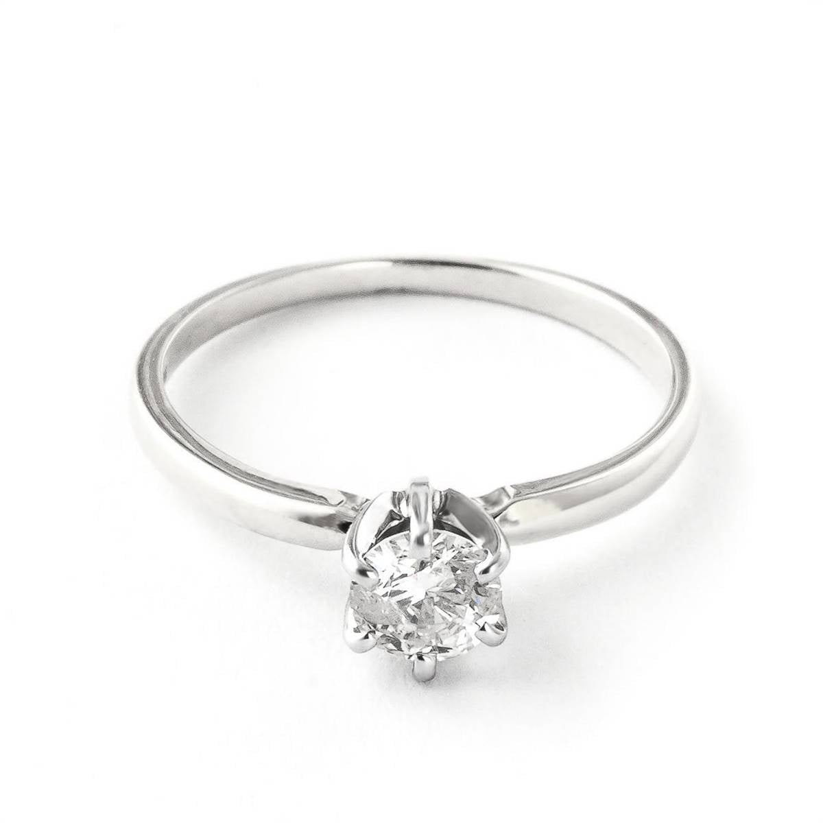 14K Solid White Gold Solitaire Ring w/ 0.40 Carat H-i, Si-2 Natural Diamond