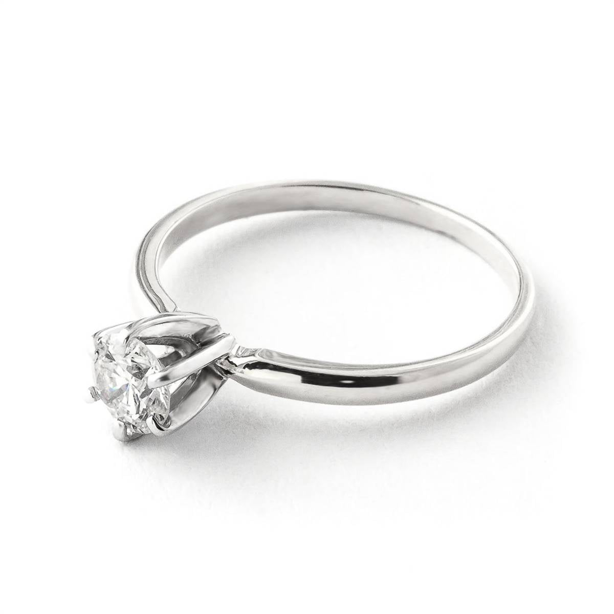 14K Solid White Gold Solitaire Ring w/ 0.40 Carat H-i, Si-2 Natural Diamond