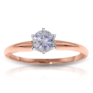 14K Solid Rose Gold Solitaire Ring w/ 0.35 Carat H-i, Si-2 Natural Diamond