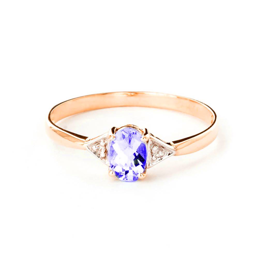 14K Solid Rose Gold Ring w/ Diamonds & Tanzanite