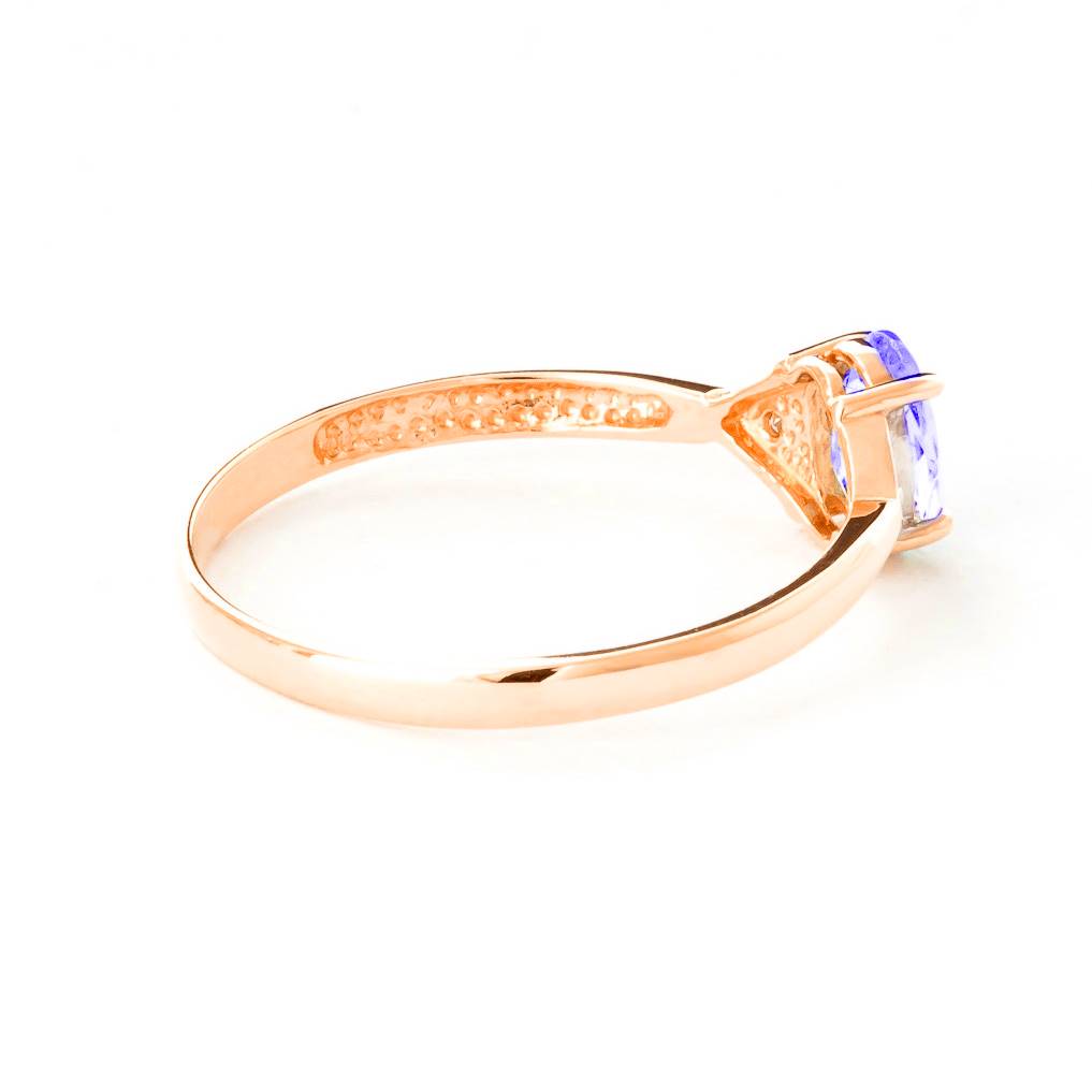 14K Solid Rose Gold Ring w/ Diamonds & Tanzanite