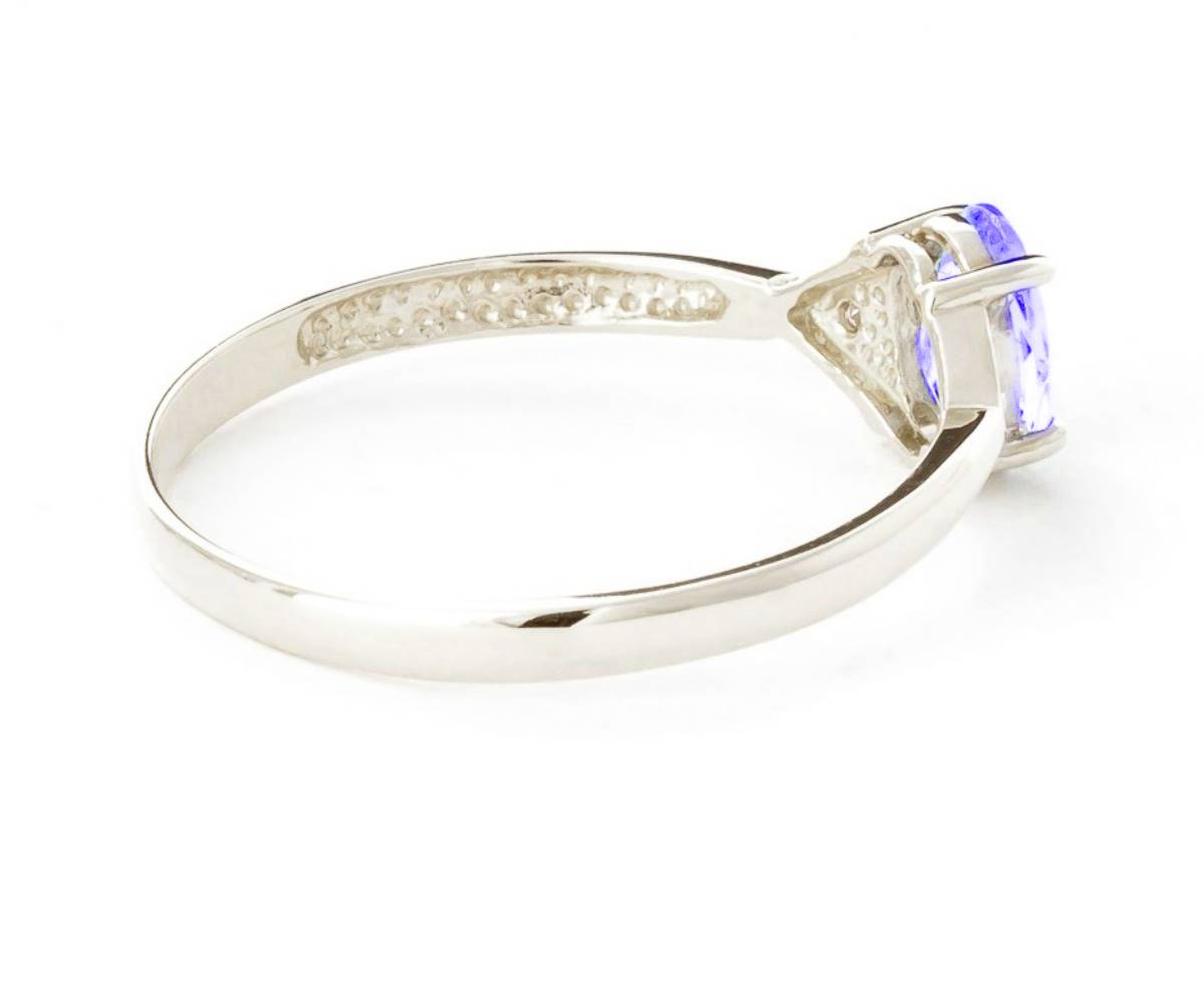14K Solid White Gold Ring w/ Diamonds & Tanzanite