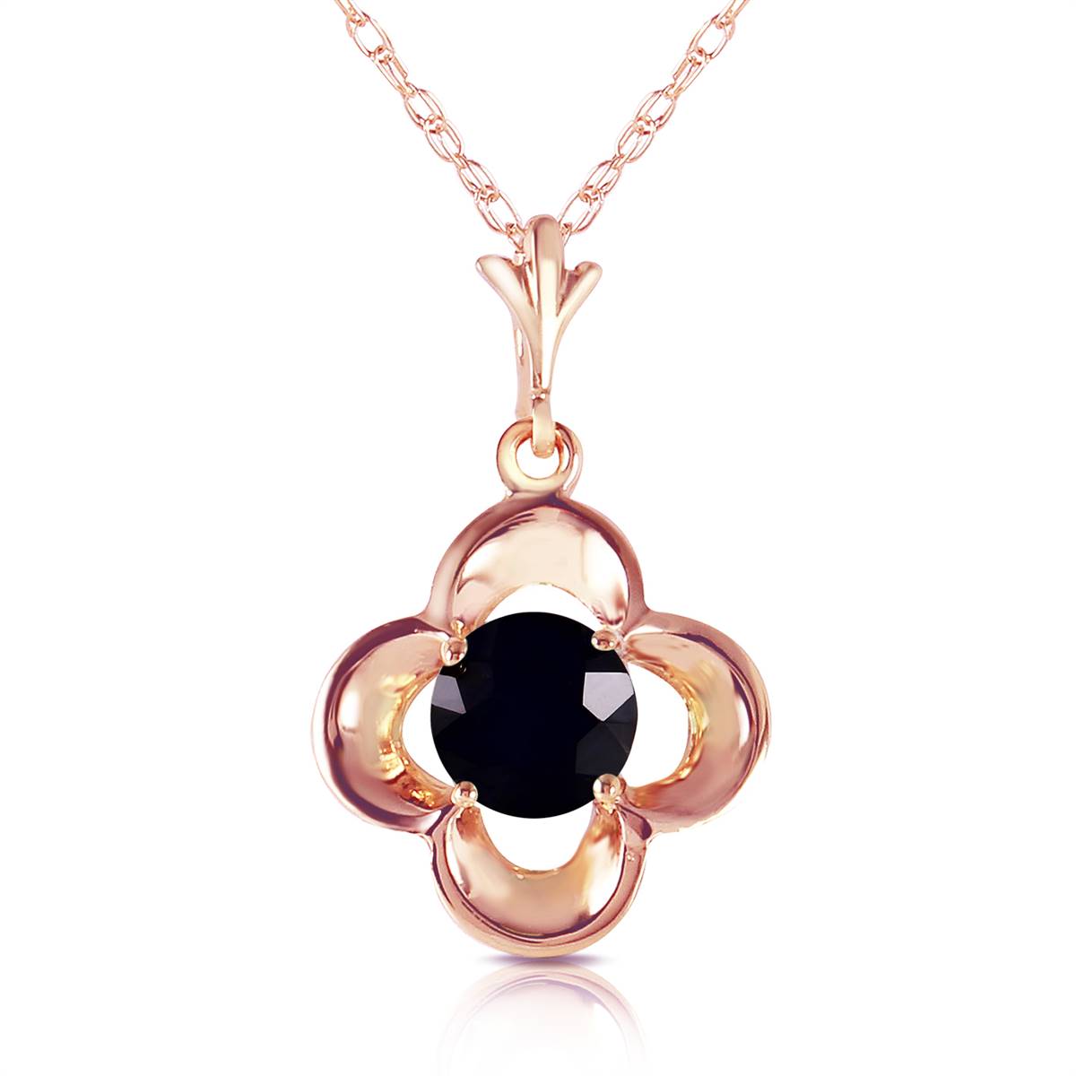 14K Solid Rose Gold Natural 0.5 Carat Black Diamond Necklace Certified