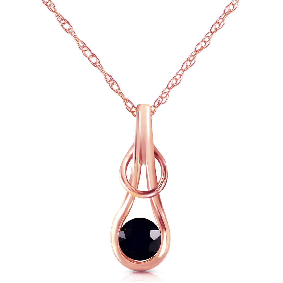 14K Solid Rose Gold Natural 0.5 Carat Black Diamond Necklace