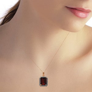 14K Solid Rose Gold Necklace w/ Natural Black Diamonds & Garnet