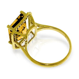 14K Solid Yellow Gold Ring w/ Natural Black Diamonds & Citrine