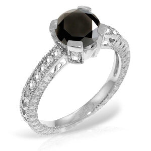 14K Solid White Gold Ring Natural White & Black Diamond Gemstone