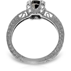 14K Solid White Gold Ring Natural White & Black Diamond Gemstone