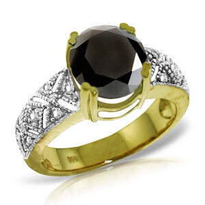 14K Solid Yellow Gold White & Black Diamond Ring