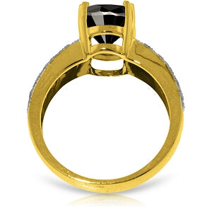 14K Solid Yellow Gold White & Black Diamond Ring