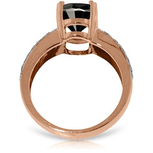 14K Solid Rose Gold Ring Natural White & Black Diamond Jewelry