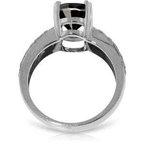 14K Solid White Gold Ring Natural White & Black Diamond Jewelry