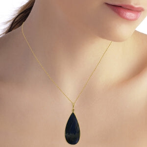 14K Solid Yellow Gold Checkerboard Cut Pear Sapphire Necklace