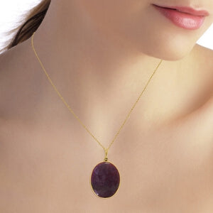 14K Solid Yellow Gold Checkerboard Cut Round Ruby Necklace