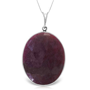 14K Solid White Gold Necklace Ruby Gemstone