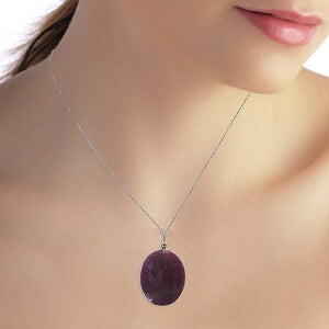 14K Solid White Gold Necklace Ruby Gemstone