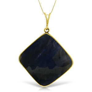 14K Solid Yellow Gold Checkerboard Cut Square Sapphire Necklace