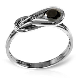 14K Solid White Gold Ring w/ 0.50 Carat Natural Black Diamond
