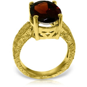 14K Solid Yellow Gold Ring w/ Natural Oval Garnet