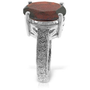 14K Solid White Gold Ring w/ Natural Oval Garnet