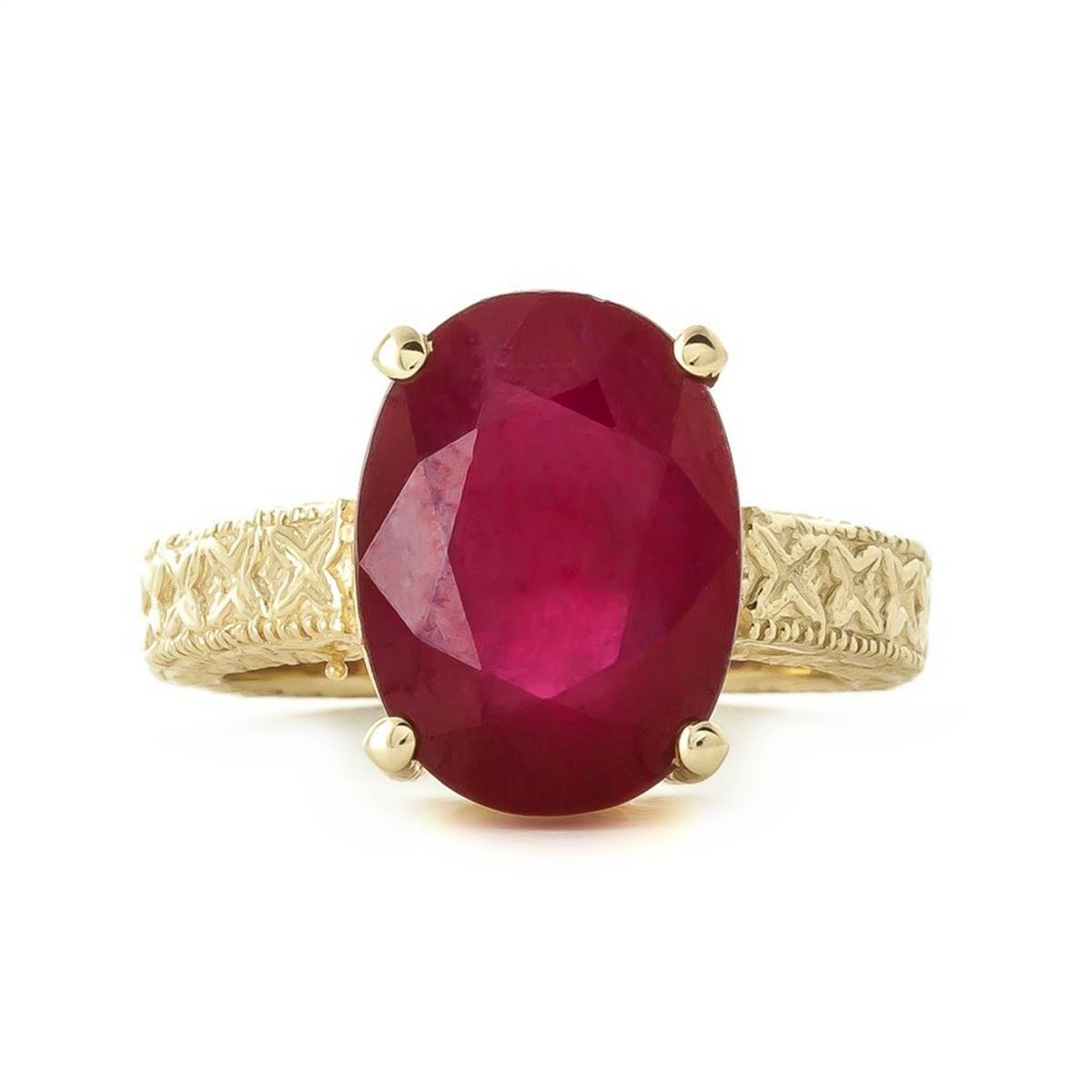 14K Solid Yellow Gold Ring w/ Natural Oval Ruby