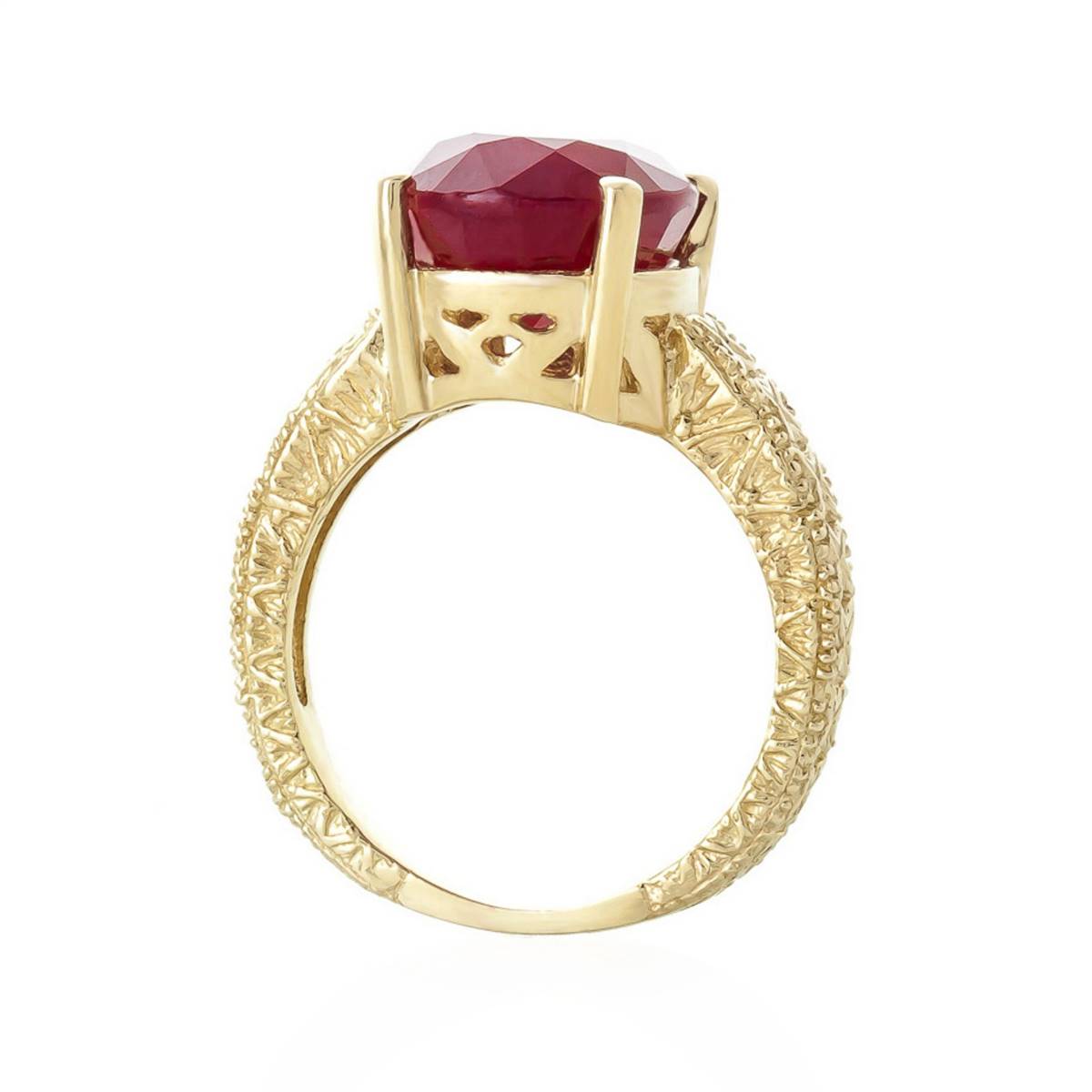 14K Solid Yellow Gold Ring w/ Natural Oval Ruby
