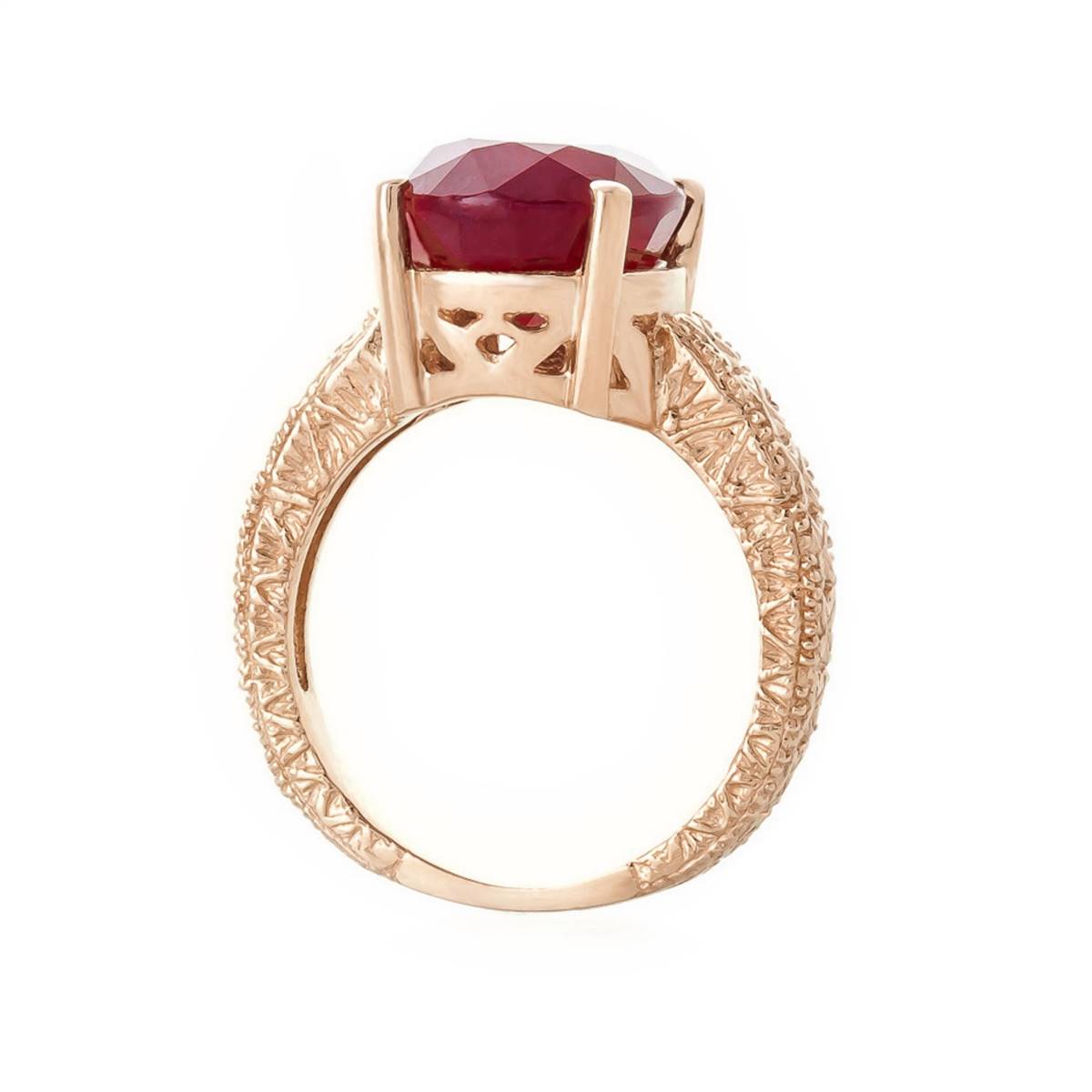 14K Solid Rose Gold Ring w/ Natural Oval Ruby