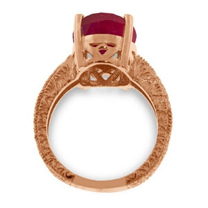 14K Solid Rose Gold Ring w/ Natural Oval Ruby