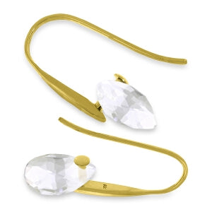 14K Solid Yellow Gold Fish Hook Earrings w/ Dangling Briolette White Topaz