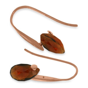 14K Solid Rose Gold Fish Hook Earrings w/ Dangling Briolette Garnets