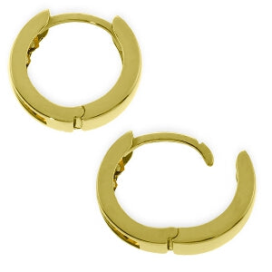 14K Solid Yellow Gold Hoop Huggie Earrings w/ Citrines