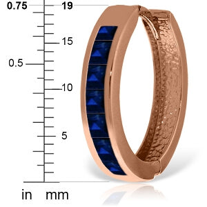 14K Solid Rose Gold Hoop Huggie Earrings w/ Sapphires