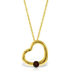 14K Solid Yellow Gold Heart Necklace w/ Natural Garnet
