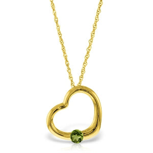 14K Solid Yellow Gold Heart Necklace w/ Natural Peridot