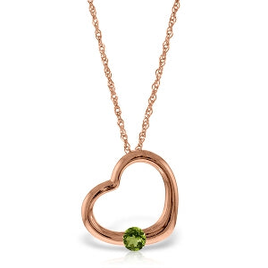 14K Solid Rose Gold Heart Necklace w/ Natural Peridot