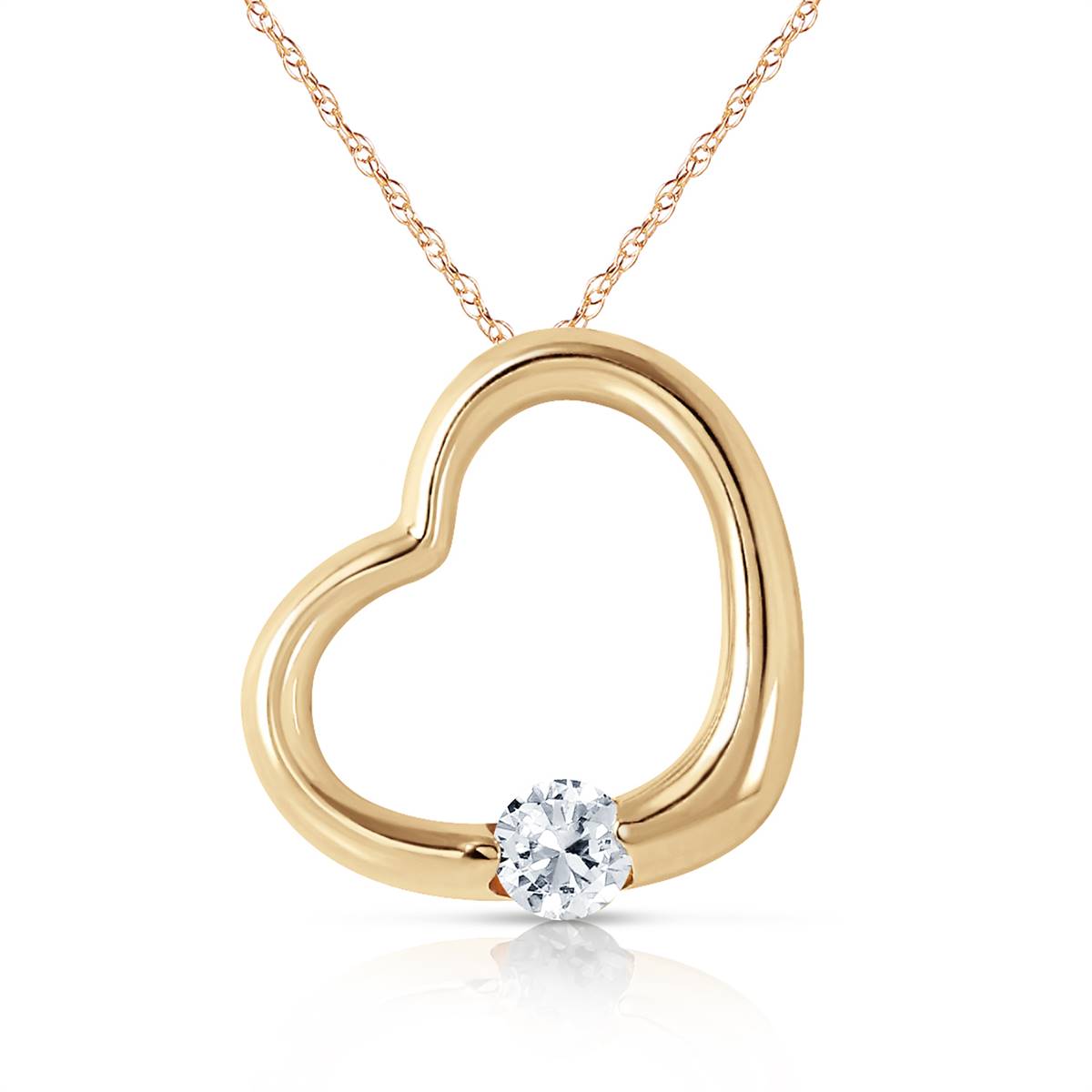 14K Solid Yellow Gold Heart Natural Diamond Necklace