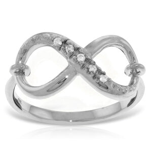 14K Solid White Gold Infiniti Ring w/ Natural Diamonds