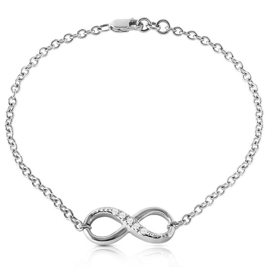 14K Solid White Gold Infiniti Bracelet w/ Natural Diamonds