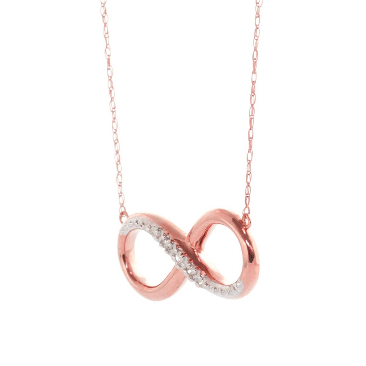 14K Solid Rose Gold Infinity Necklace w/ Natural Diamond